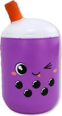Produktbild von 6 Stück Bubble Tea mit Gesicht als Quetschfigur - ca. 15 cm