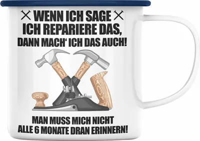 Produktbild von Trendation - Hausmeister Emaille Tasse Lustiges Geschenke Lustig Spruch Haustechniker Geschenkidee Sprüche (Blau)