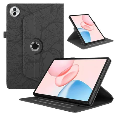 Produktbild von Für Honor Pad 10 360 Grad Rotation Baum Muster Kunstleder Hülle Tasche Schwarz