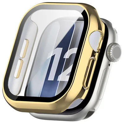 Produktbild von Smartwatch Hülle + 9H Schutzglas für Apple Watch Series 12 42mm Cover Gold