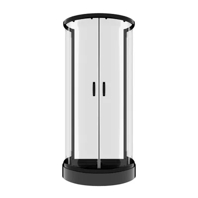 Produktbild von ECOLAM Duschkabine + Duschwanne schwarz U Form 100 x 80 cm Duschtasse Halbkreis Duschset Siphon
