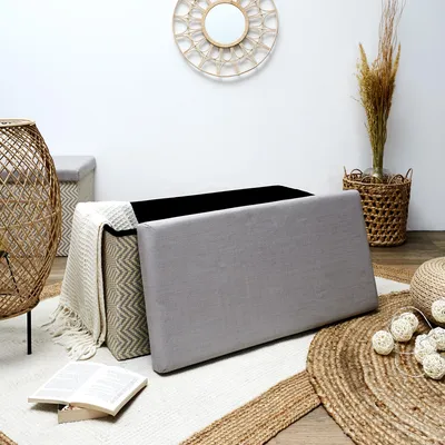 Image de Coffre Banc Pliable Tresse Gris