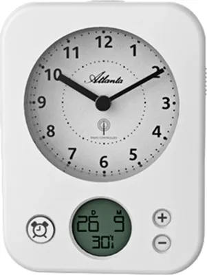 Produktbild von Atlanta 1848/0 Wecker Funk Funkwecker weiß mit Licht Snooze
