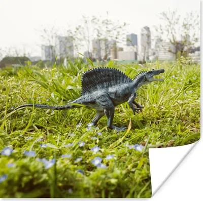 Produktbild von MuchoWow® Poster Dinosaurier - Gras - Klein 50x50 cm - Wohnzimmerdekoration