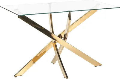 Produktbild von BELIANI Esstisch Transparent Sicherheitsglas und Eisen 120 x 70 cm mit Goldenem Metallgestell Rechteckig Modern Glamour Esszimmer Ausstattung Möbel
