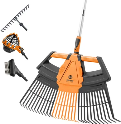 Image de QUEST Râteau à feuilles, râteau métallique, manche télescopique, cueilleur de fruits, brosse à pavés - QUEST Gartensystem
