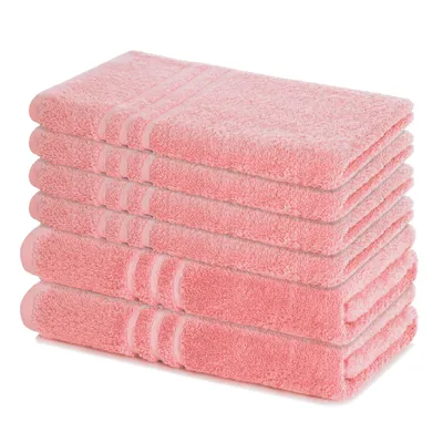 Produktbild von Lavea® 6-teiliges Handtuch Set Elena, 100% Baumwolle - 4x Handtücher 50x100 cm, 2x Duschtücher 70x140 cm, Handtücher Set - Pastellrosa