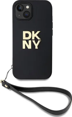Immagine prodotto di DKNY, custodia per Apple iPhone 13 con logo in metallo e cinturino da polso, nero