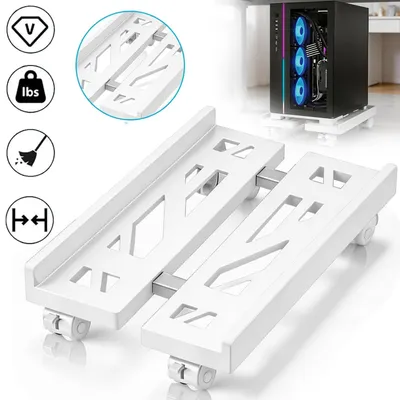 Produktbild von PC Ständer für PC-Tower, Computer Desktop Ständer, Universal verstellbare CPU Ständer mit Rollen