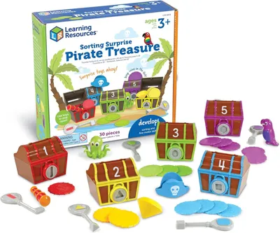 Immagine prodotto di Set "Tesoro del Pirata Verras" per l'apprendimento, composto da 30 elementi