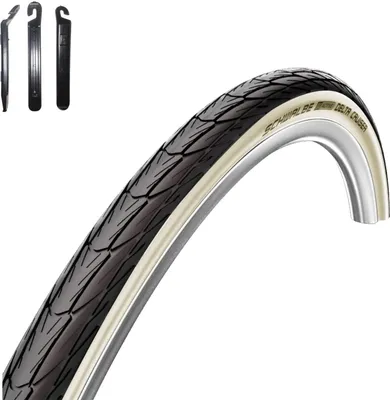 Produktbild von 1 x Schwalbe Delta Cruiser K-Guard Fahrradreifen Weißwand Decke 37-540 ( 24 x 1 3/8 )  inkl. Reifenheber