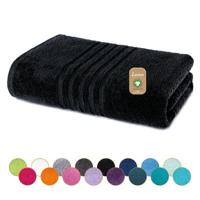 Produktbild von Lavea® Saunahandtuch 80x200 cm, 100% Baumwolle, Damen, Herren, saugstark, weich, strapazierfähig, waschbar, Frottierserie Bali - Schwarz