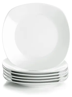 Imagen del producto de Juego de 6 platos de porcelana blanca, de 20 cm de diámetro