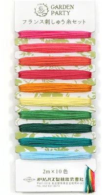 Obrázek produktu pro Olympus Stickgarn Mouline No. 25 Minicollection, bavlna, kolekce "Tropical", červeno-růžové odstíny, 10 barev, každá 2 metry, 6-nitná