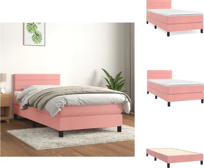 Produktbild von vidaXL Boxspringbett mit Matratze Rosa 90x200 cm Samt -  Betten & Bettgestelle