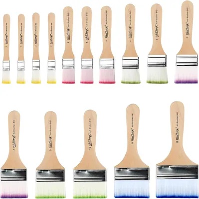 Produktbild von Acrylmalefarben Pinsel Set 15-teilig, flache Pinsel, Holzgriffe, für Acrylmalerei