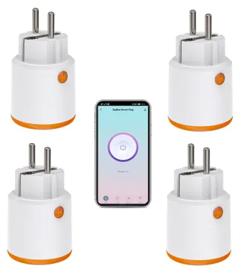 Image de Prise intelligente Zigbee avec fonction de mesure et de minuterie, contrôle via application, prise de 16A, lot de 4