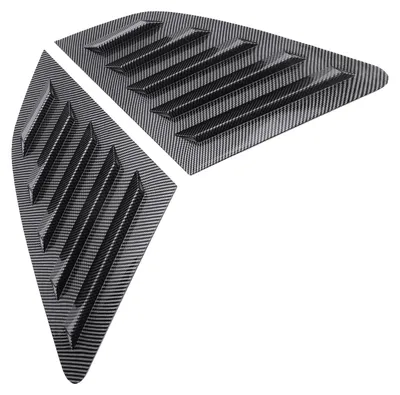 Image de 2 pièces : Cache-stores pour les vitres latérales arrière, gauche et droite, pour ventilation, compatibles avec les modèles 8V (berline 5 portes) de 2014 à 2020, en fibre de carbone