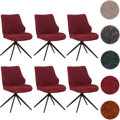 Produktbild von 6er-Set Esszimmerstuhl HWC-O48, Küchenstuhl, drehbar Auto-Return, Stoff/Textil Chenille (320g/m²)   bordeaux