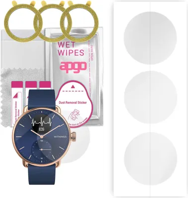 Produktbild von apgo 3 Stück Schutzfolie, klar, kompatibel mit Withings ScanWatch Hybrid 3700546707261 Smartwatch, Hydrogel Displayschutzfolie mit Positionierhilfe, Displayfolie, robust und kratzfest