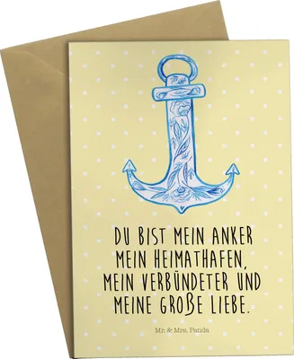 Produktbild von Mr. & Mrs. Panda babykarte Anker Blau - Gelb Pastell - Geschenk, weihnachtskarten, dankeskarten, Lustige Sprüche, glückwunschkarten, hochzeitskarten, einladungskarten