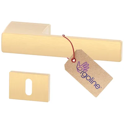 Produktbild von ERGO line MAGNUM Massives Design, Gold Türbeschlag, Türgriff für Zimmertüren, Rosettenlose Türgriffgarnituren, Messingfarben Matt, Türdrücker