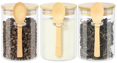 Vorratsgläser 3er-Set 600 ml mit Deckel & Löffel, luftdicht