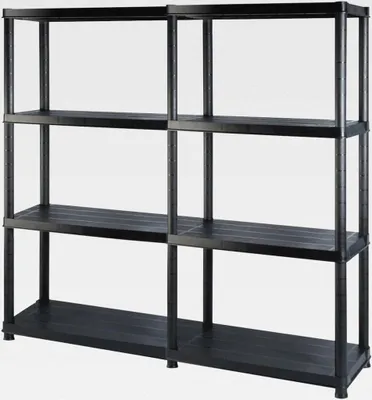 Produktbild von Lagerregal mit 4 Böden Schwarz 122x30,5x130 cm Kunststoff Lagerregal für Garage, Abstellraum, Kellerregal