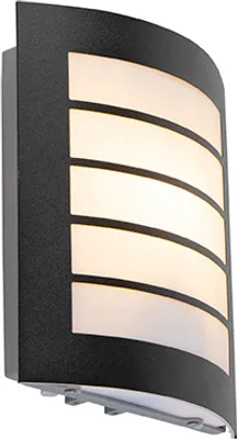 Produktbild von Qazqa Modern außen Wandleuchte, Außenlampe mit Tageslichtsensor, Wandlampe für den Garten - Miro - Schwarz, max. 10W, Geeignet für LED, 17.6cm, IP44, Rechteckig