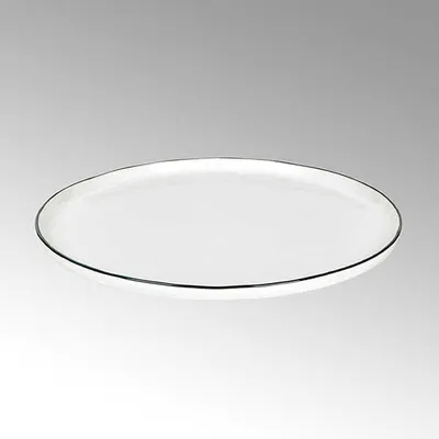 Produktbild von Lambert Piana Teller Porzellan, D 27 cm, Dekor Rand weiß / rot 21397