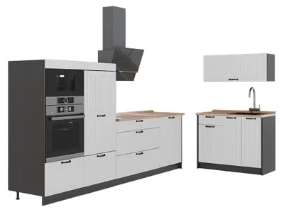 Obrázok produktu pre Kuchyňa Vicco Fame-Line Biely vidiecky dom/antracitová 380 cm, AP Oak, Model 64081