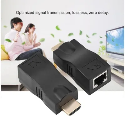 Obrázek produktu pro Prodlužovací kabel HDMI, 2 x 30 m HDMI na síťový kabel RJ45, opakovač přes CAT-5 a CAT6 HB046