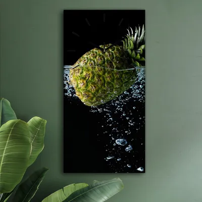 Produktbild von Wohnzimmer Leinwand Uhr Geräuschlos Küche 30x60 Früchte, Spritzen, Motive, schwarze Zeiger