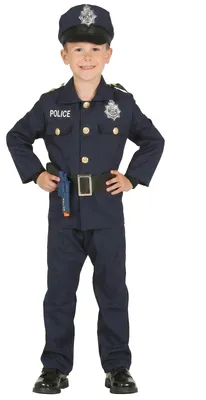 Produktbild von Polizisten-Kostüm für Kinder Kinder-Karneval-Kostüm blau-schwarz - 140/152