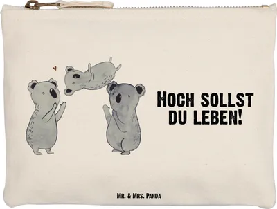 Produktbild von Mr. & Mrs. Panda Kosmetiktasche Koalas Feiern Größe M - Weiß - Geschenk, kosmetiktäschchen, Etui, Herz, Kulturtasche, Familie, Geburtstag, Happy Birthday, Kulturbeutel