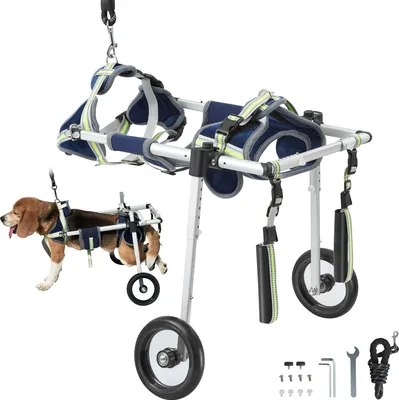 Produktbild von VEVOR Hunderollstuhl für Hinterbeine, Haustierrollstuhl, verstellbar, unterstützt die Heilung, Hundewagen/Rollstuhl für verletzte, behinderte, gelähmte oder an den Hinterbeinen schwache Haustiere