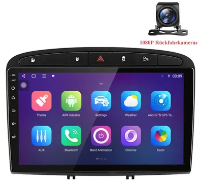 Produktbild von Android Autoradio mit Rückfahrkamera für Peugeot 308 SW 408 2012-2020 CarPlay Android Auto GPS Navi 6+128GB 4G LTE WIFI RDS SWC BT DAB+9 Zoll