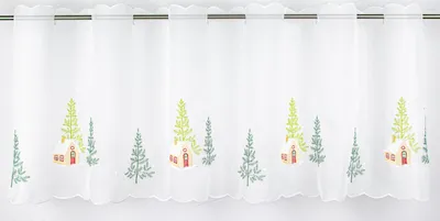 Produktbild von Scheibengardine bestickt Winter Landschaft BxH 48x140 Bistrogardine Panneau grün 2572