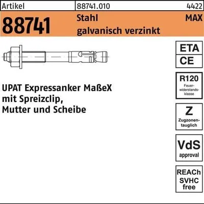 Produktbild von UPAT Expressanker MAX 10/20/105 Stahl galvanisch verzinkt