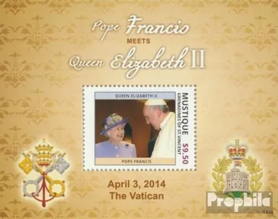 Produktbild von Briefmarken St. Vincent - Mustique 2014 Mi Block67 (kompl.Ausg.) postfrisch Papst Franziskus + Königin Elisabeth II.