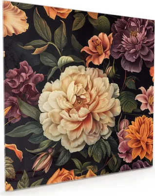 Produktbild von Küchenrückwand Spritzschutz Glas mit Motiv Blumenwiese Kunst 40 x 40 cm