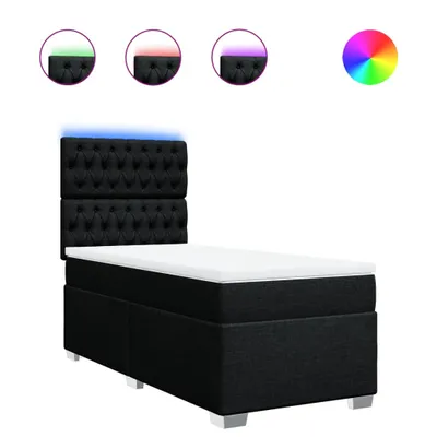 Produktbild von Boxspringbett mit Matratze Schwarz 100x200 cm Stoff