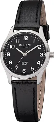 Produktbild von Regent Leder Damen Uhr 2113416 Quarzuhr Armband schwarz D2UR2113416
