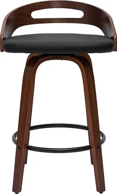 Produktbild von Miliboo - Barhocker dunkles Holz und schwarzes Polyurethan 65 cm 2er-Set MANO