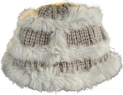Produktbild von Damen-Fischerhut aus Imitationskaninchenfell, winddicht, warm, weich, gestrickt, für Herbst und Winter