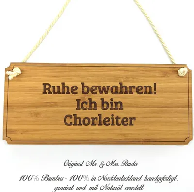 Produktbild von Mr. & Mrs. Panda Schild Chorleiter - Geschenk, Geschenkidee, Wegweiser, Firmenschild, Graviert, Beruf, Gratulation, Shabby, Hinweisschild, Türschild, Werbeschild, Rente