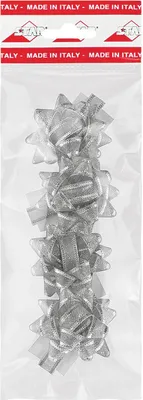 Produktbild von Geschenkschleifen Organza Optik 5cm, 4 Stück, Farbauswahl:Silber