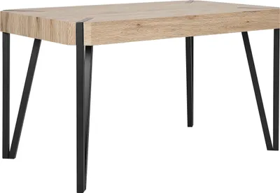 Produktbild von BELIANI Jedálenský stôl svetlá doska z MDF čierne kovové nohy 130 x 80 cm pre 6 osôb obdĺžnikový industriálny dizajn