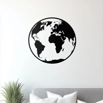Immagine prodotto di Decords, Adesivo murale – Globo terrestre nero minimalista, 99 x 99 cm