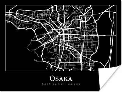 Produktbild von MuchoWow® Poster Karte - Osaka - Stadtplan 160x120 cm - Foto Plakat